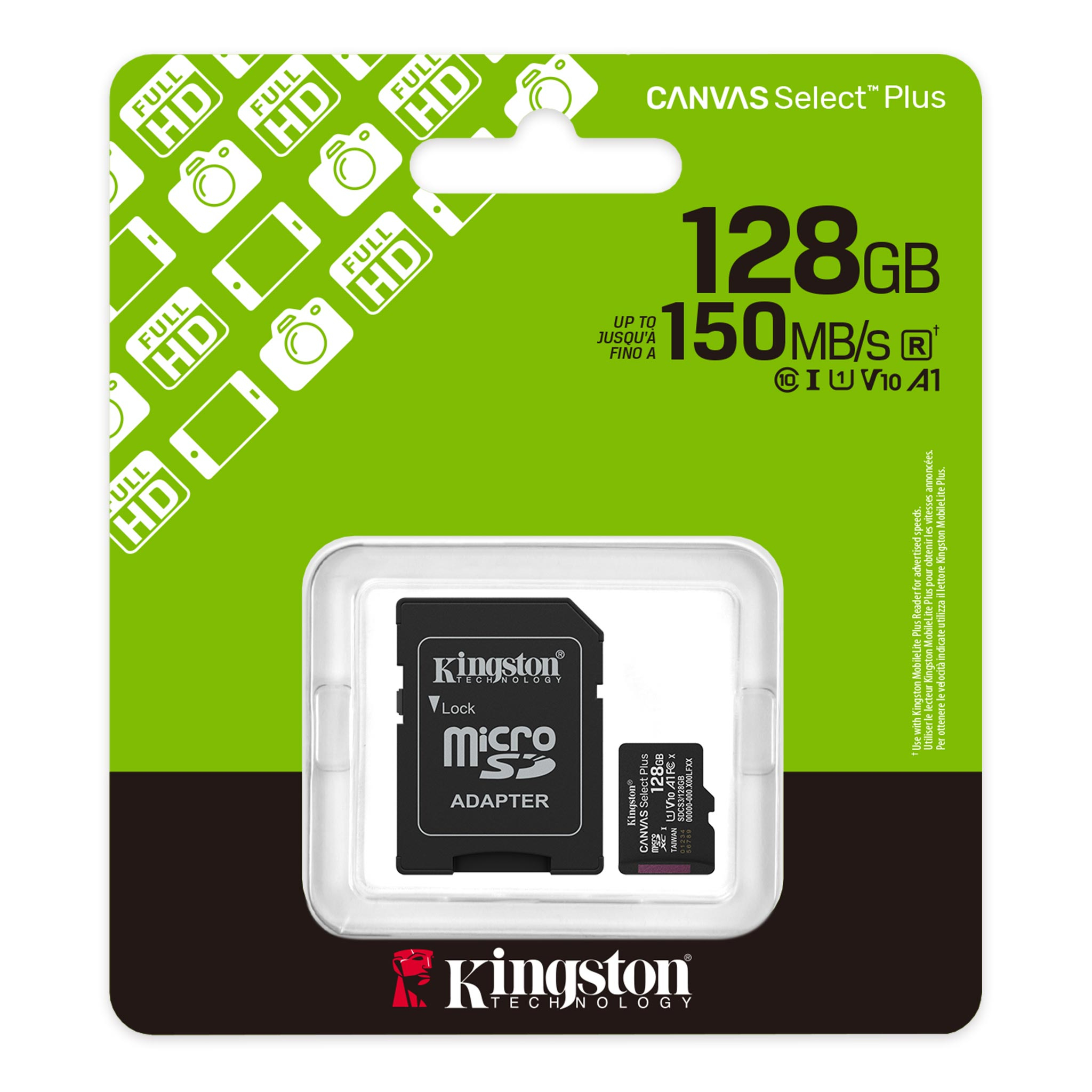 128GB KINGSTON MICROSD CANVAS SELECT PLUS A1 SDCS3/128GB
