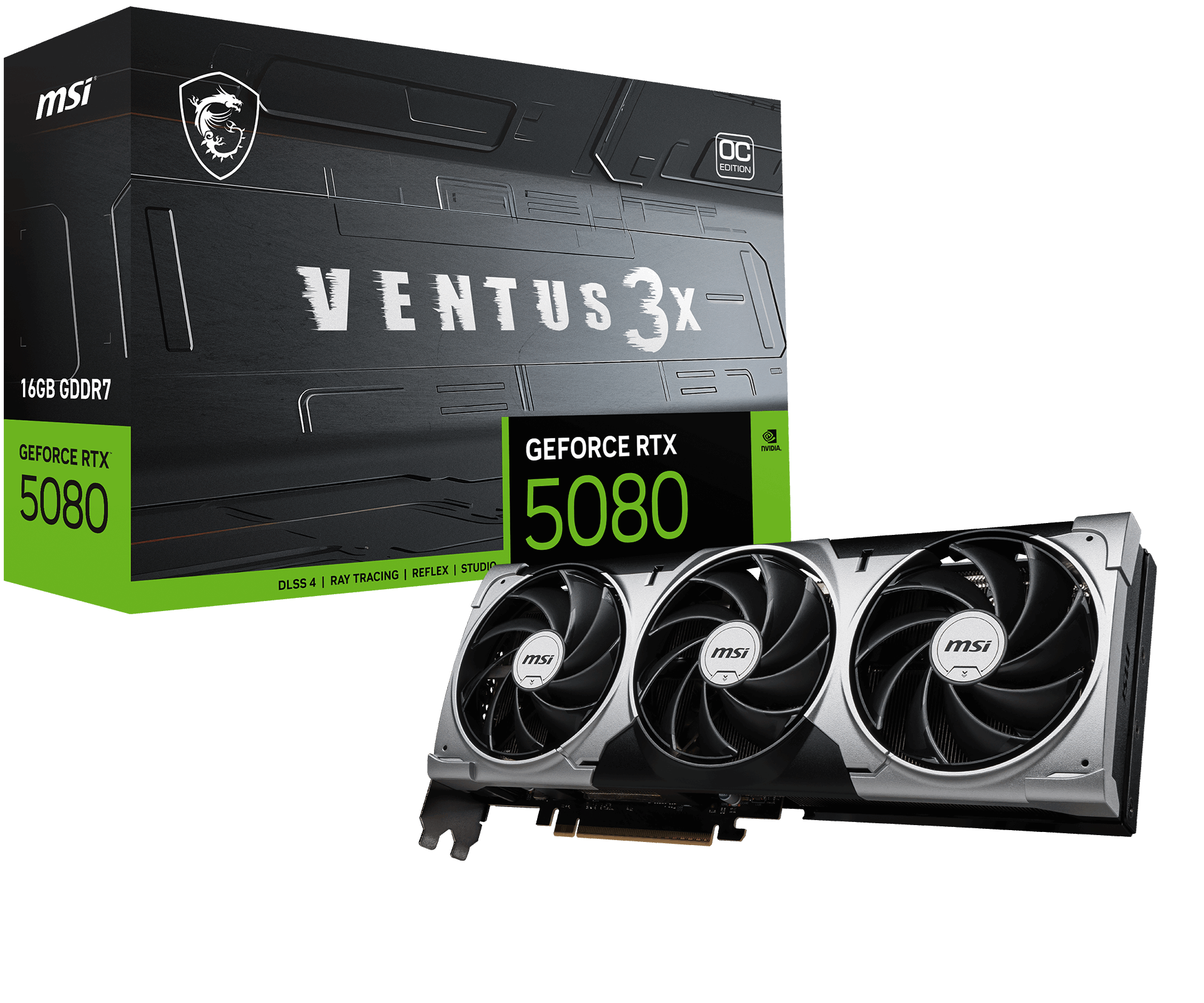 MSI VGA GEFORCE RTX 5080 16G VENTUS 3X OC RTX5080 16GB GDRR7 256 B DX12 PCIE 5.0 X16 (3XDP 1XHDMI)